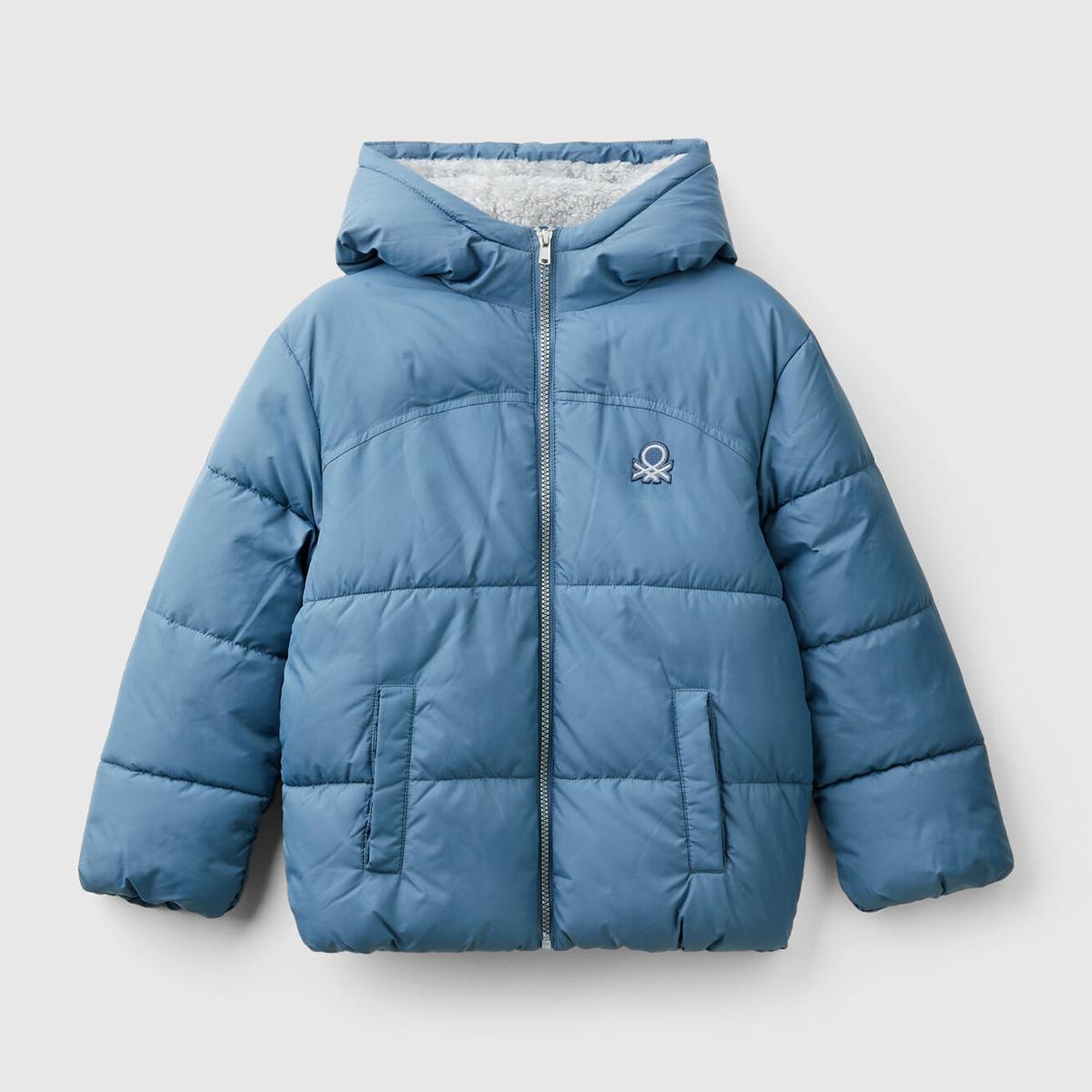 Erkek Çocuk Havacı Mavi Sol Göğsü Logo Yamalı Önü Cep Detaylı Pufa Mont