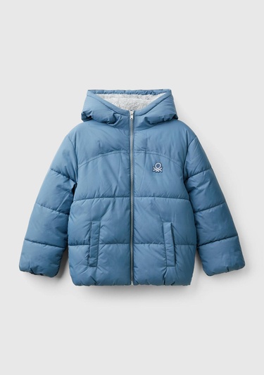  Erkek Çocuk Havacı Mavi Sol Göğsü Logo Yamalı Önü Cep Detaylı Pufa Mont