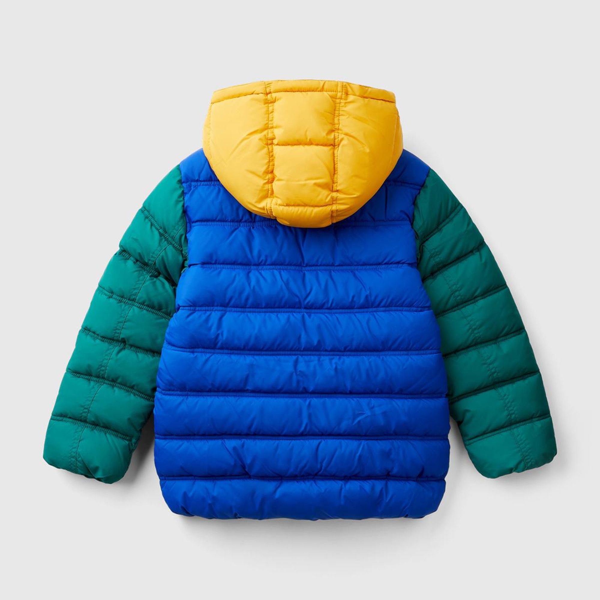 Erkek Çocuk Saks Mavi Logo İşlemeli Pufa Mont