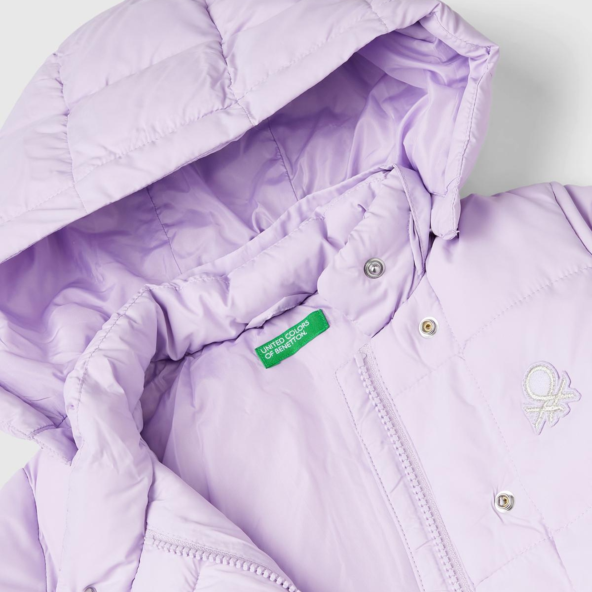 Kız Çocuk Lila Benetton Logolu Pufa Mont