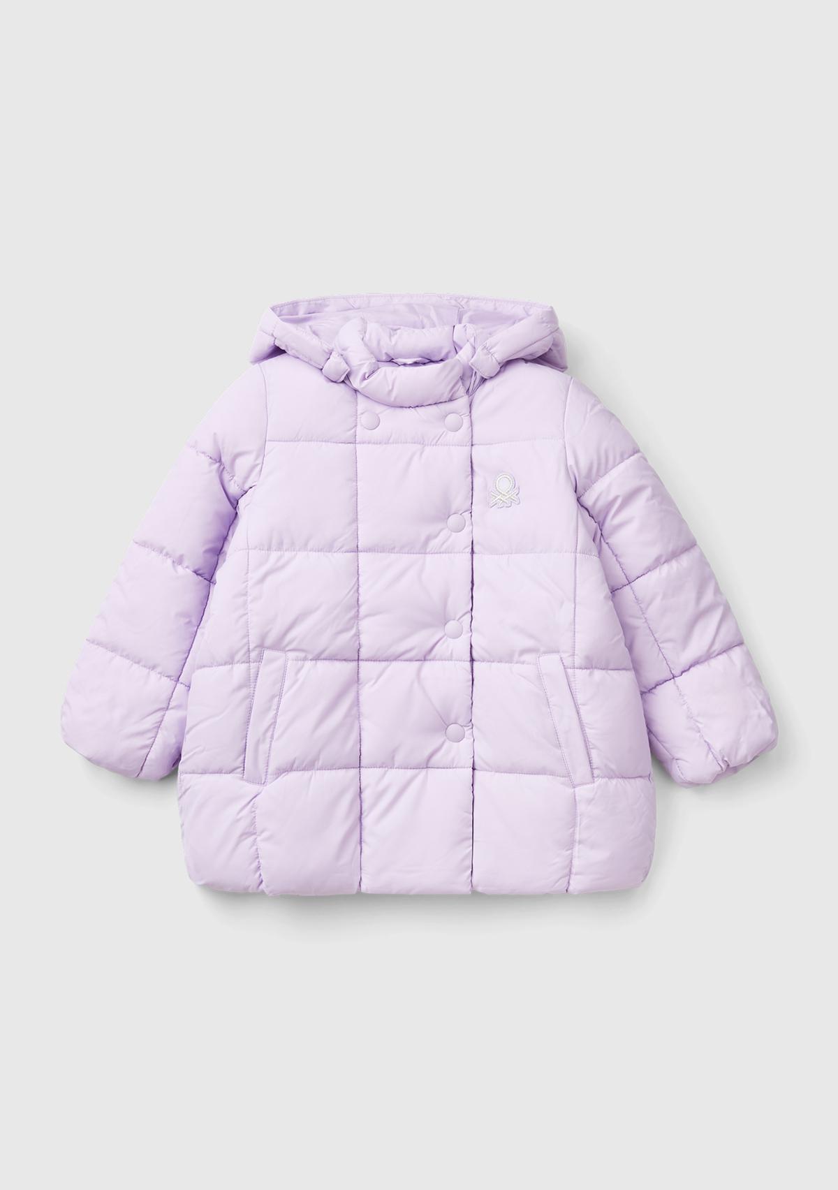  Kız Çocuk Lila Benetton Logolu Pufa Mont