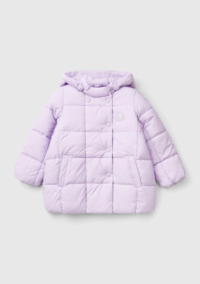  Kız Çocuk Lila Benetton Logolu Pufa Mont