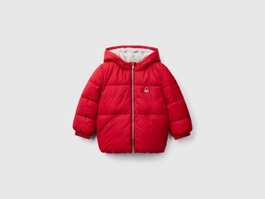  Erkek Çocuk Kırmızı Sol Göğsü Logo Yamalı Önü Cep Detaylı Fermuarlı Mont