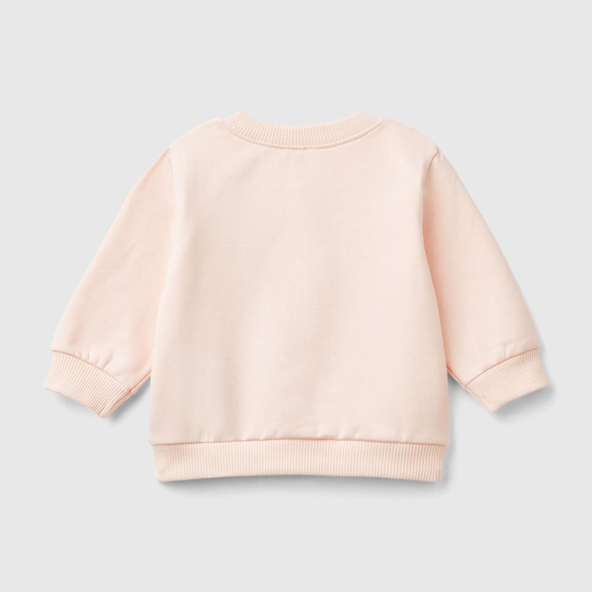Bebek Toz Pembe Sol Göğsü Su Bazlı Baskılı Düğmeli Sweatshirt