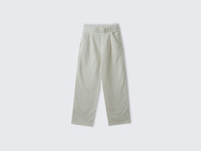  Kız Çocuk Ekru Önü Cepli Arkası Elastik Belli Düz Paça Eşofman Altı