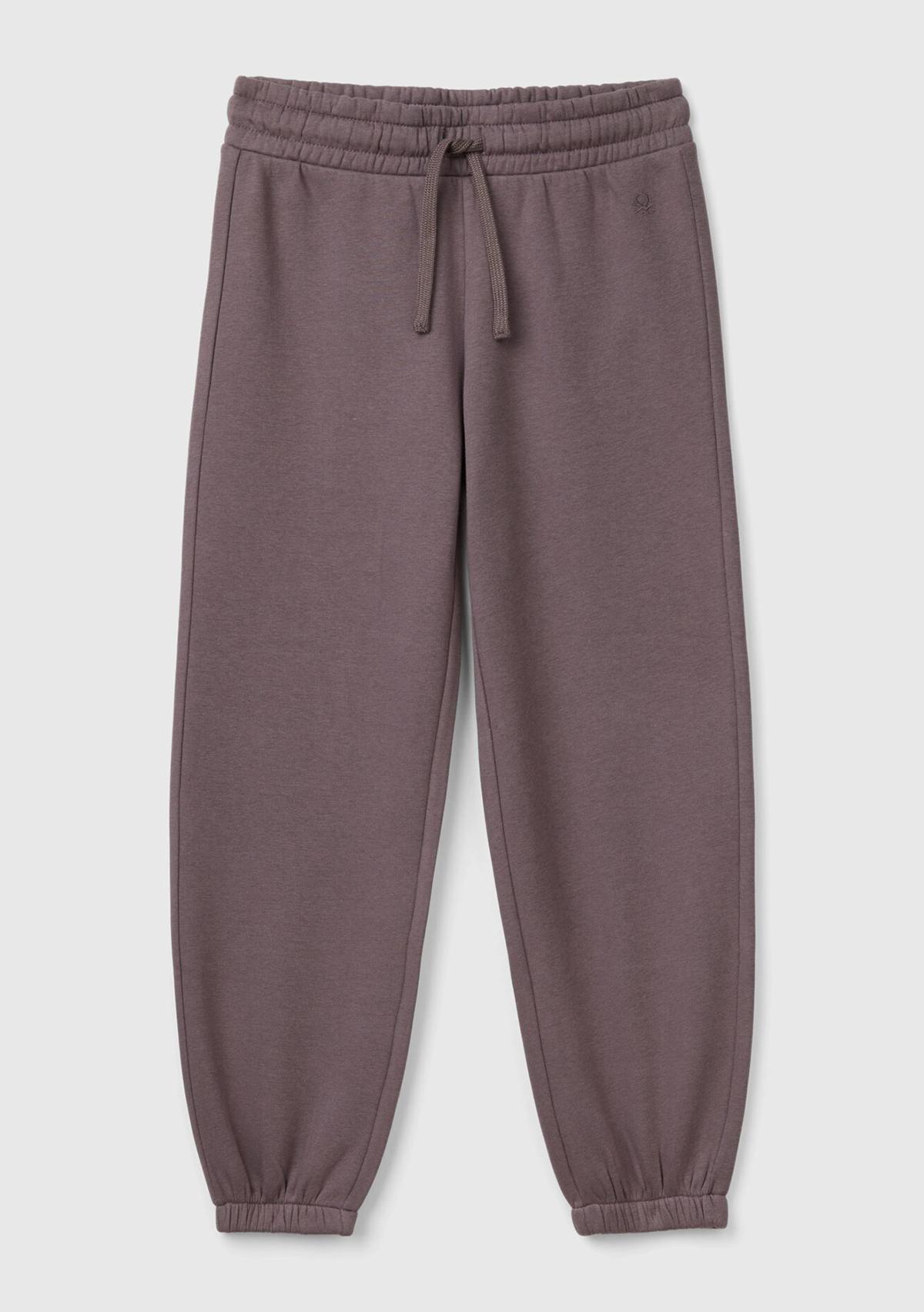  Kız Çocuk Antrasit Beli Lastikli Büzgü İpli Lastikli Manşetli Eşofman Altı