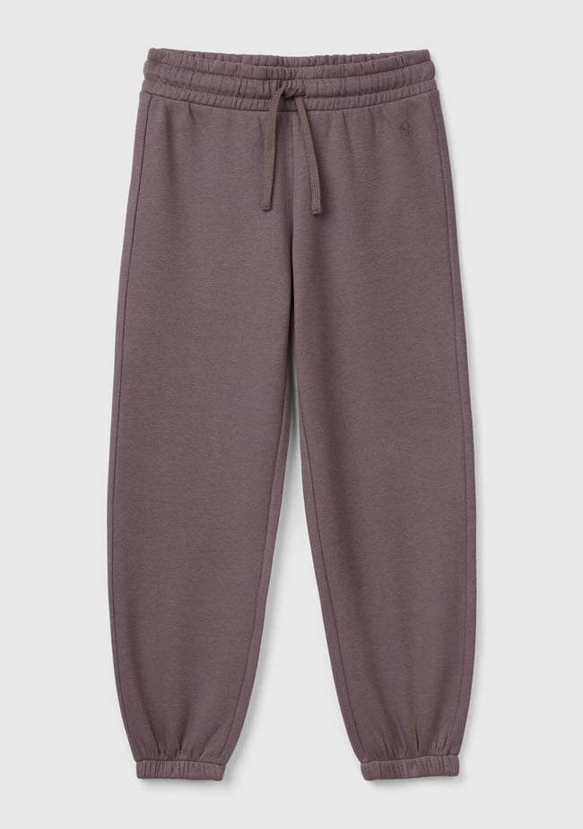  Kız Çocuk Antrasit Beli Lastikli Büzgü İpli Lastikli Manşetli Eşofman Altı