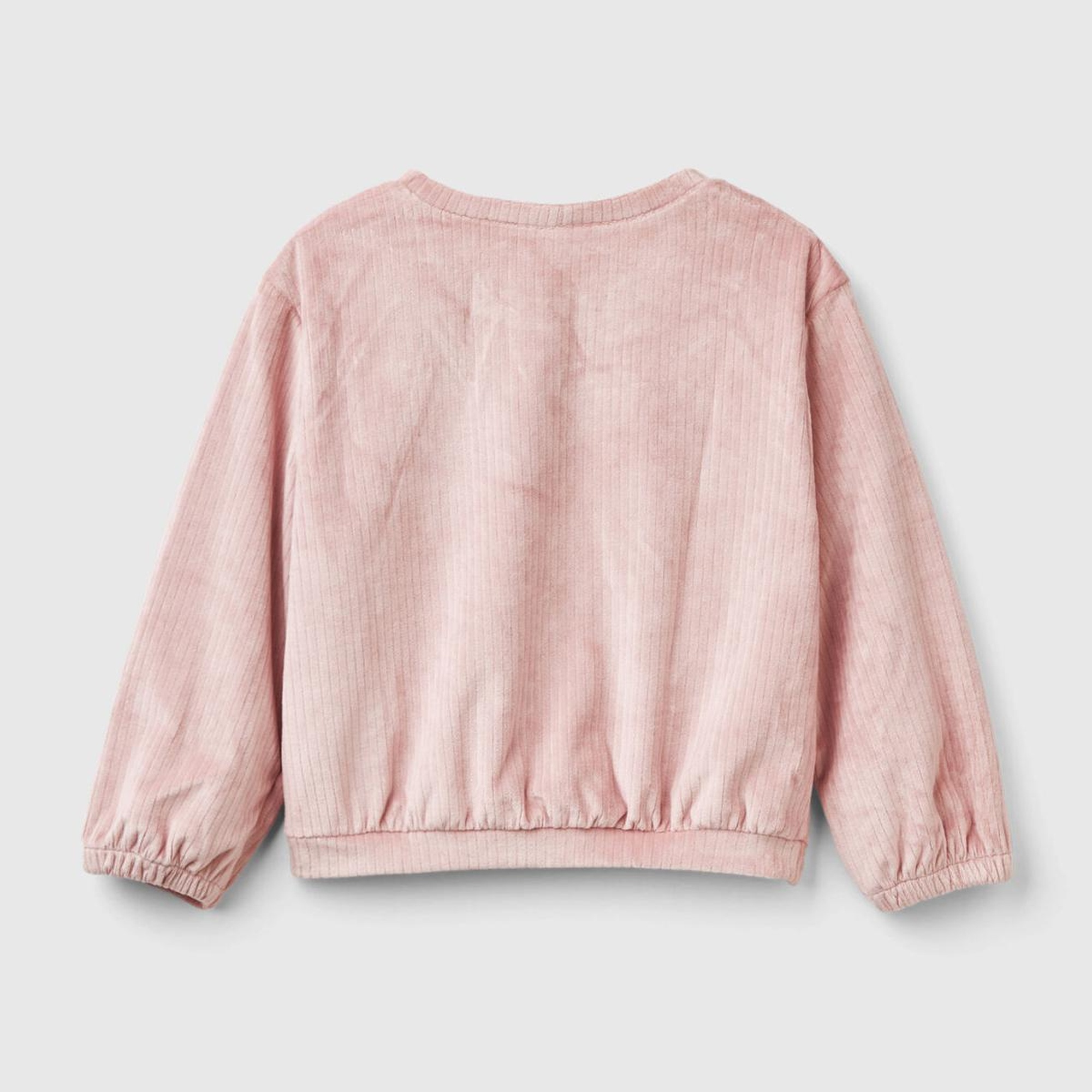 Kız Çocuk Pembe Sol Altı Logo Detaylı Yanları Fiyonklu Bisiklet Yaka Sweatshirt