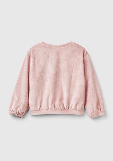  Kız Çocuk Pembe Sol Altı Logo Detaylı Yanları Fiyonklu Bisiklet Yaka Sweatshirt
