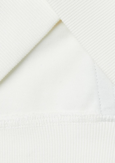  Erkek Çocuk Beyaz Önü Baskılı Arkası Şerit Detaylı Kapüşonlu Sweatshirt