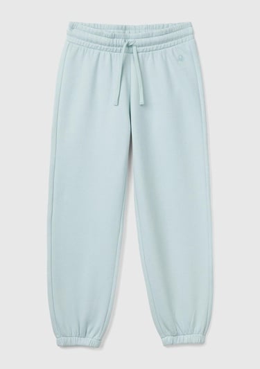  Kız Çocuk Su Yeşili Beli Lastikli Büzgü İpli Lastikli Manşetli Eşofman Altı