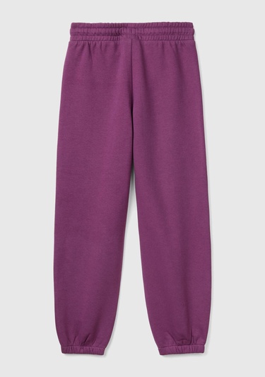  Kız Çocuk Mor Beli Lastikli Büzgü İpli Lastikli Manşetli Eşofman Altı