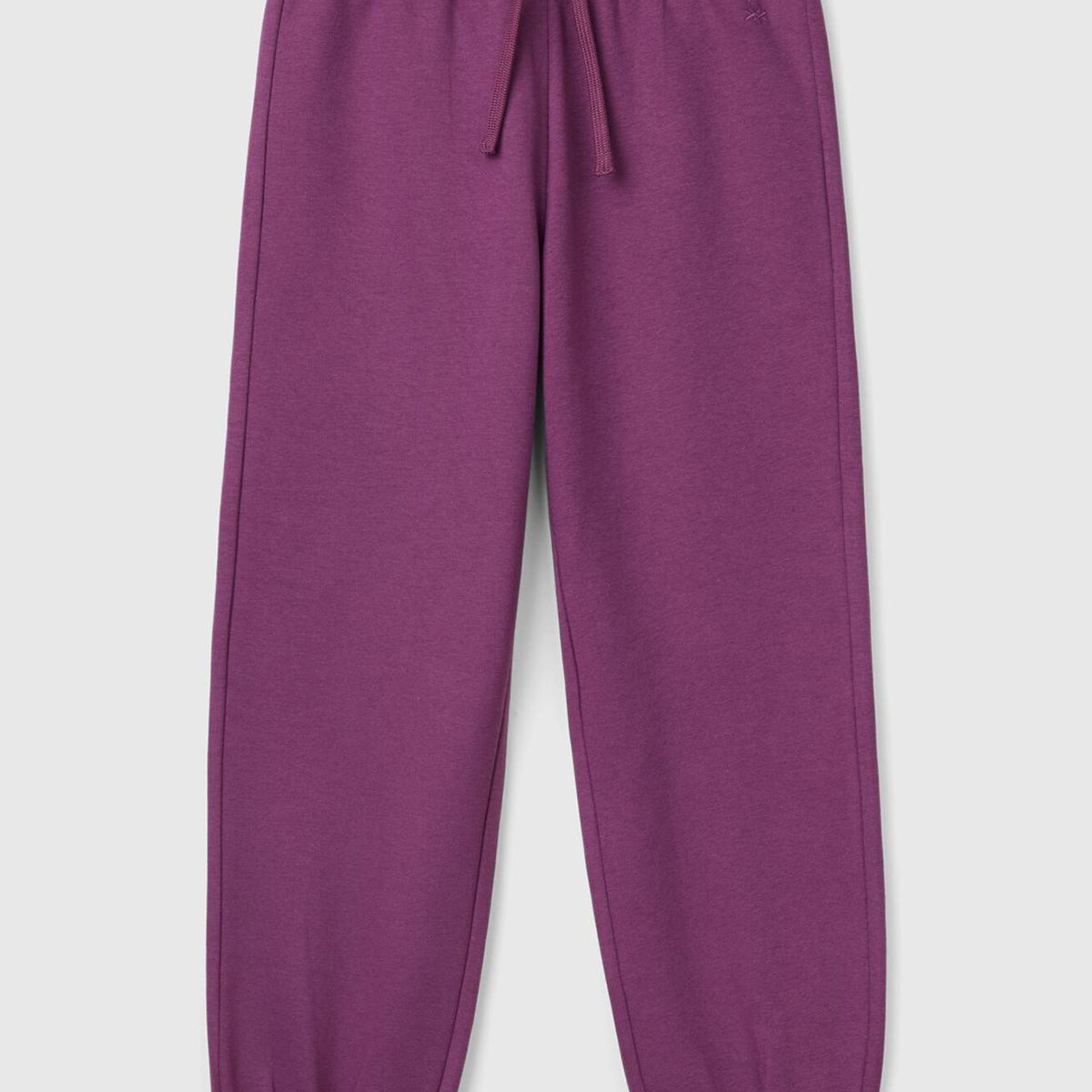 Kız Çocuk Mor Beli Lastikli Büzgü İpli Lastikli Manşetli Eşofman Altı