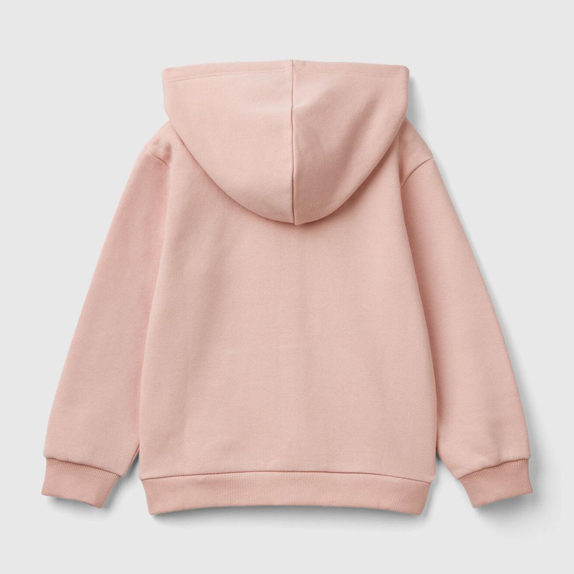 Kız Çocuk Toz Pembe Pamuk Karışımlı Fermuarlı Kapşonlu Logolu Sweatshirt