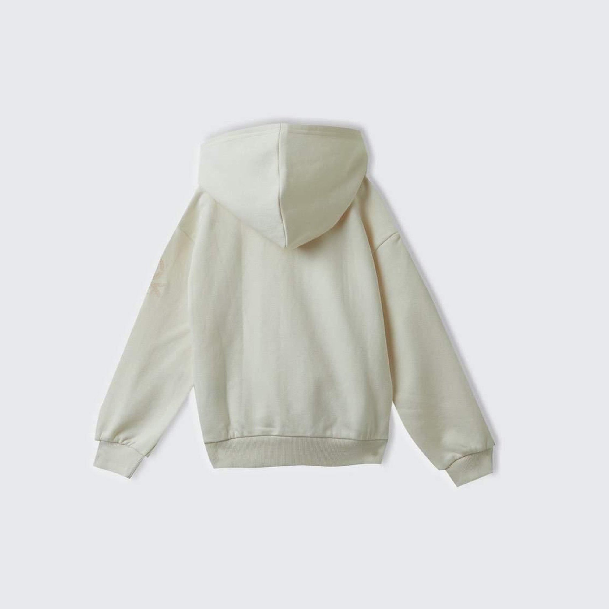 Kız Çocuk Krem Pamuk Karışımlı Payet Logolu Kapşonlu Sweatshirt