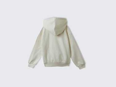  Kız Çocuk Krem Pamuk Karışımlı Payet Logolu Kapşonlu Sweatshirt