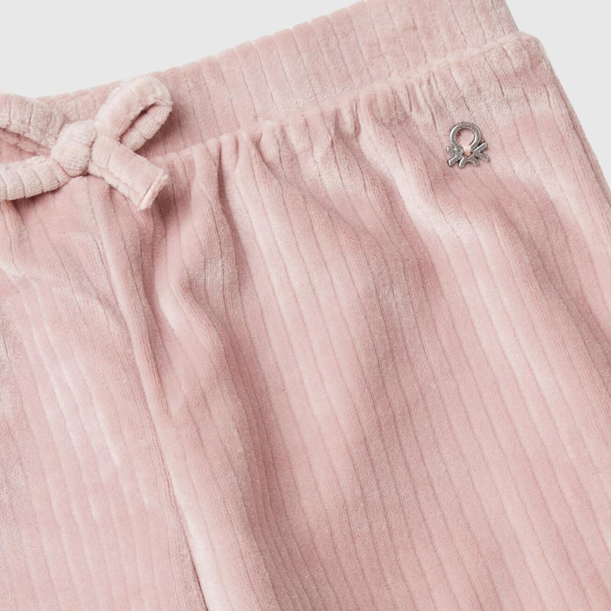 Kız Çocuk Pembe Logo Detaylı Beli Fiyonk Detaylı Lastikli Paça Eşofman Altı