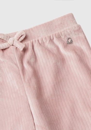  Kız Çocuk Pembe Logo Detaylı Beli Fiyonk Detaylı Lastikli Paça Eşofman Altı