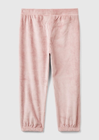  Kız Çocuk Pembe Logo Detaylı Beli Fiyonk Detaylı Lastikli Paça Eşofman Altı
