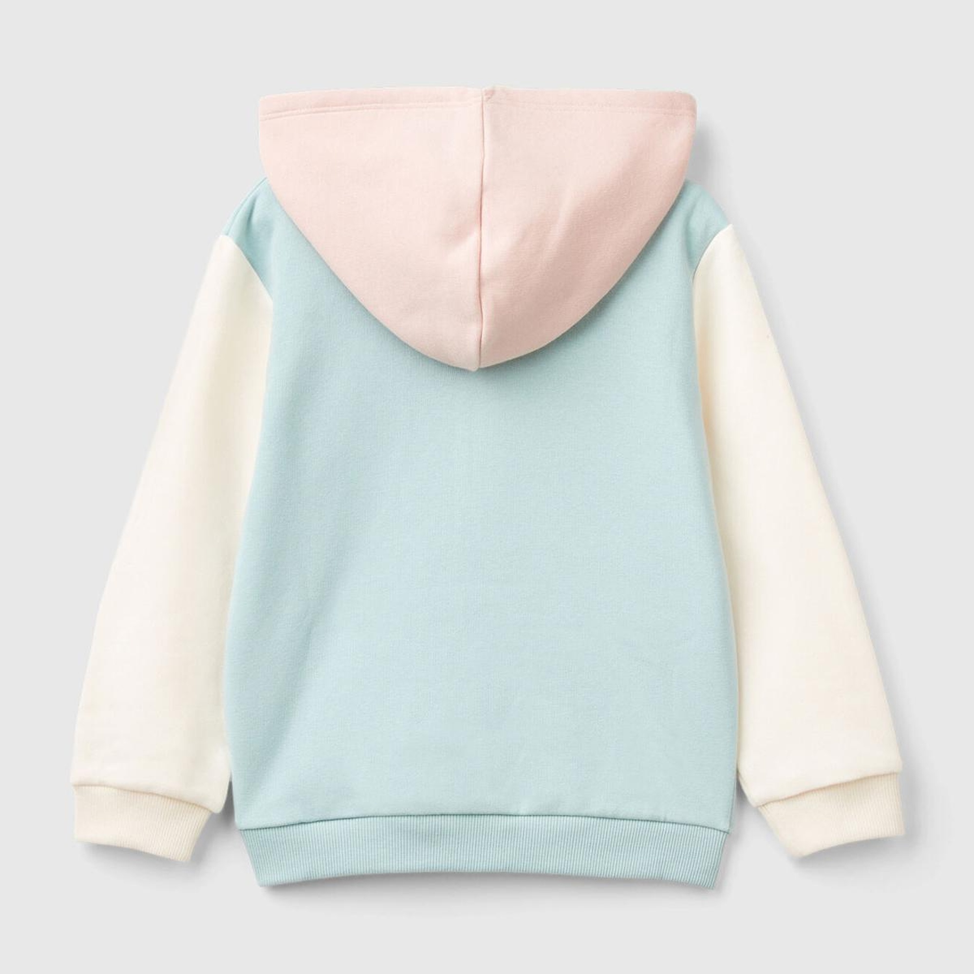 Kız Çocuk Su Yeşili Mix Pamuk Karışımlı Fermuarlı Kapşonlu Logolu Sweatshirt