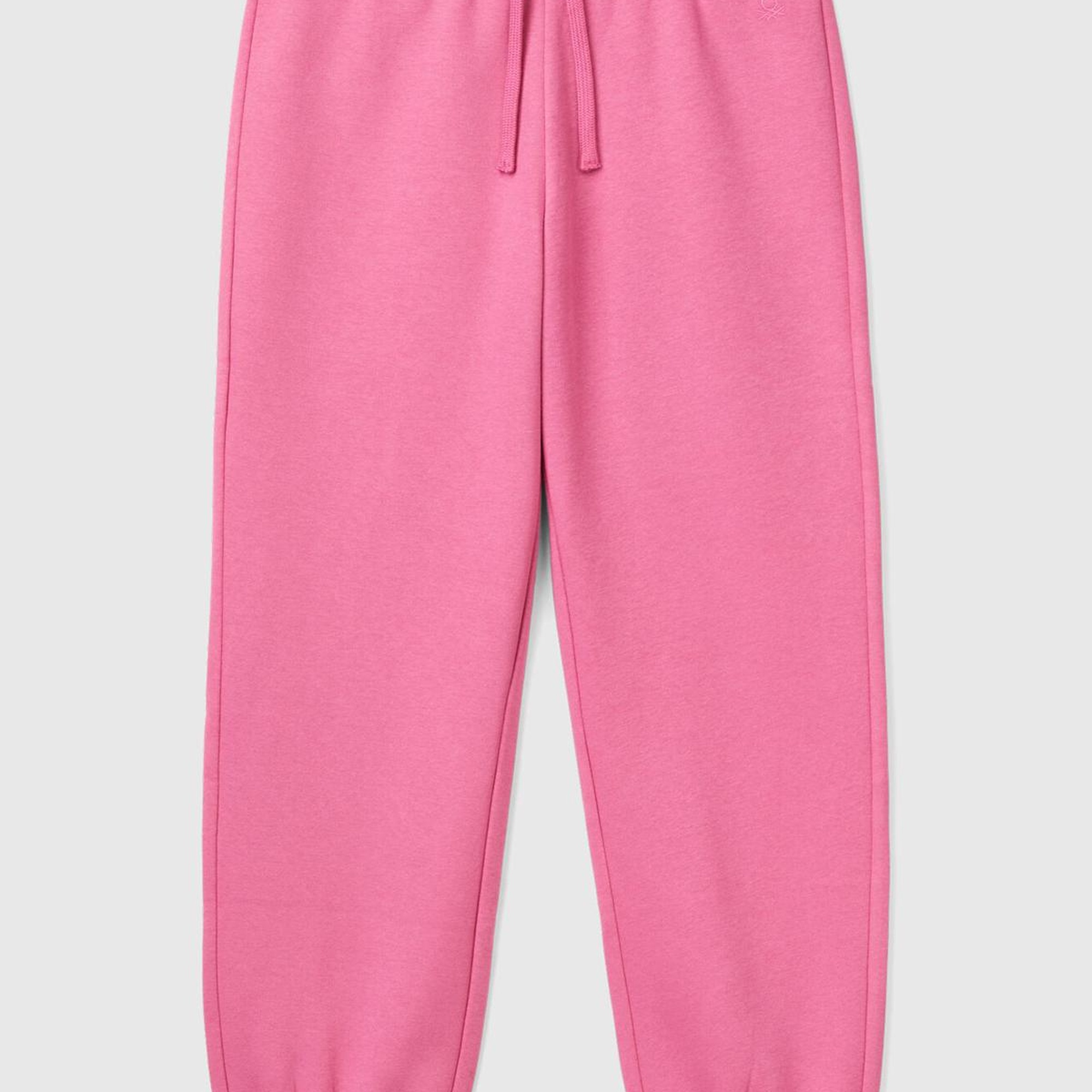 Kız Çocuk Pembe Beli Lastikli Büzgü İpli Lastikli Manşetli Eşofman Altı