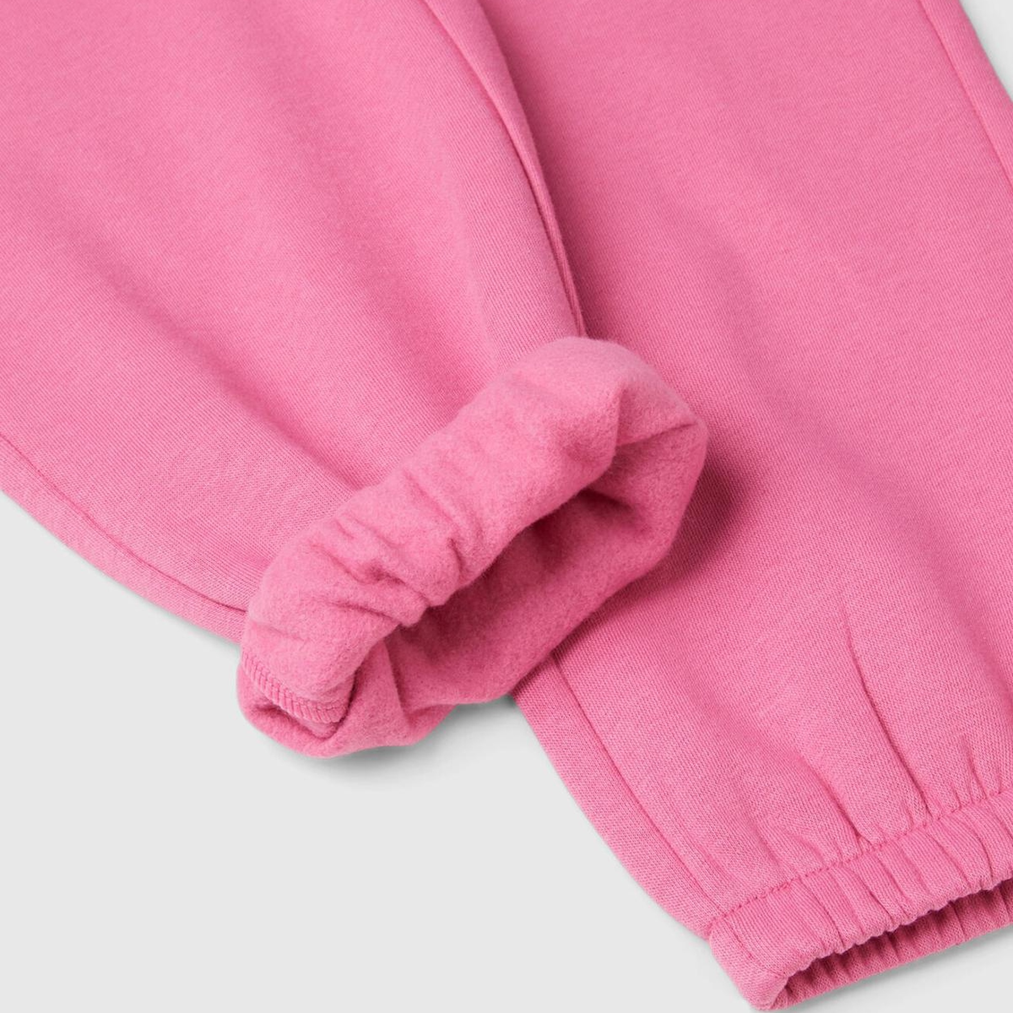 Kız Çocuk Pembe Beli Lastikli Büzgü İpli Lastikli Manşetli Eşofman Altı