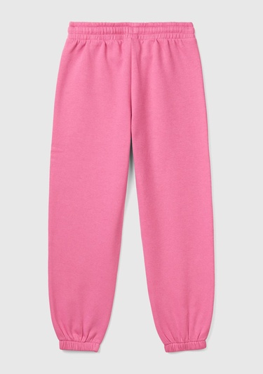  Kız Çocuk Pembe Beli Lastikli Büzgü İpli Lastikli Manşetli Eşofman Altı