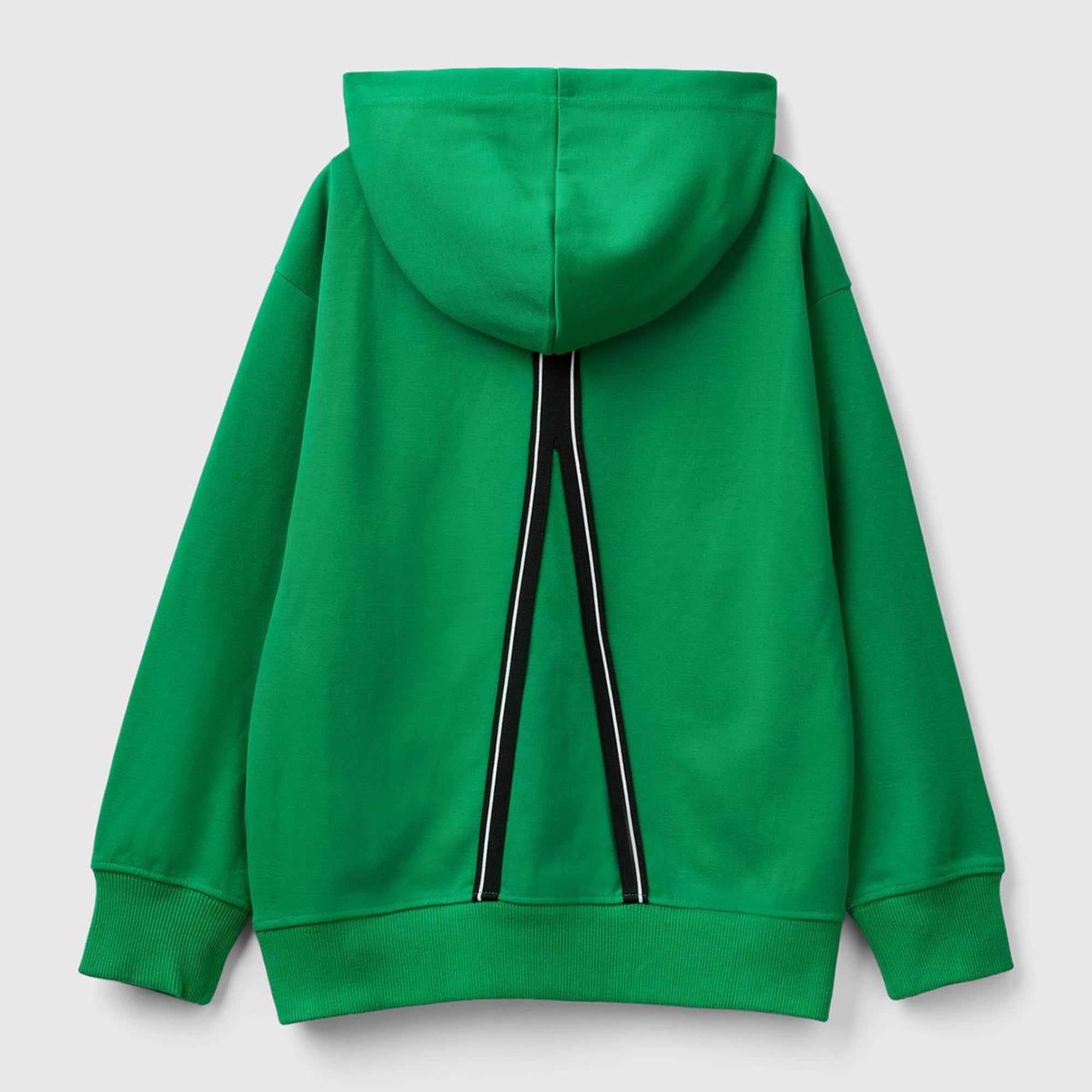 Erkek Çocuk Yeşil Önü Baskılı Arkası Şerit Detaylı Kapüşonlu Sweatshirt