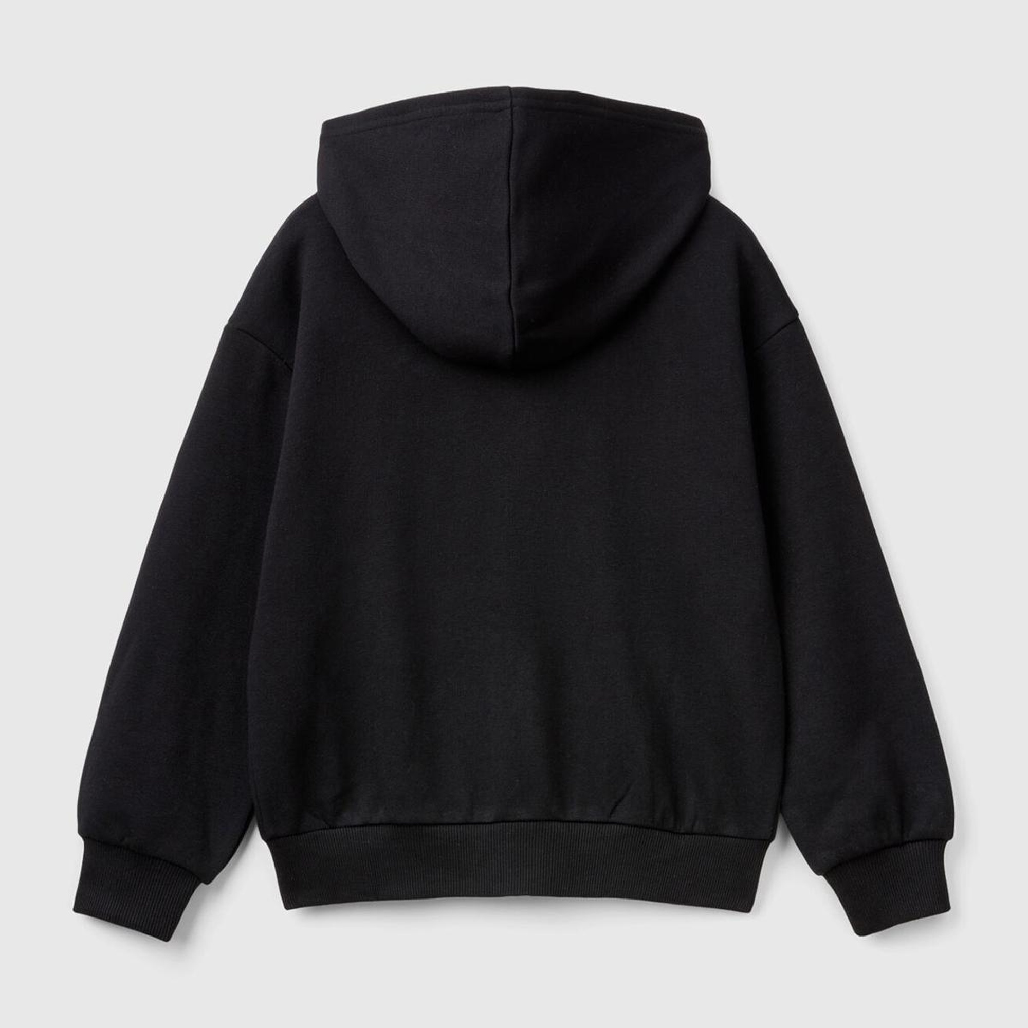 Kız Çocuk Siyah Pamuk Karışımlı Payet Logolu Kapşonlu Sweatshirt