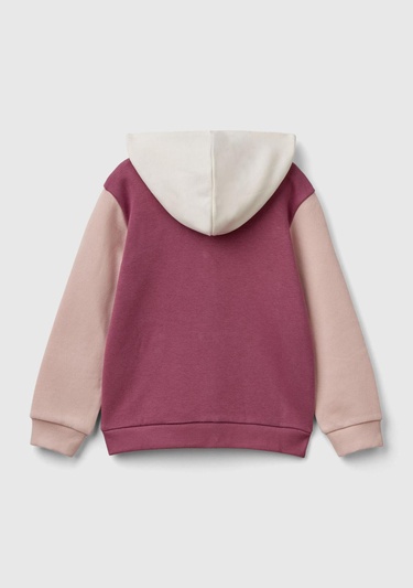  Kız Çocuk Gül Kurusu Mix Pamuk Karışımlı Fermuarlı Kapşonlu Logolu Sweatshirt