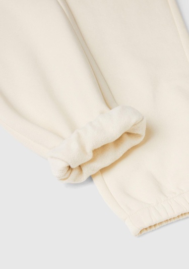  Kız Çocuk Ekru Beli Lastikli Büzgü İpli Lastikli Manşetli Eşofman Altı