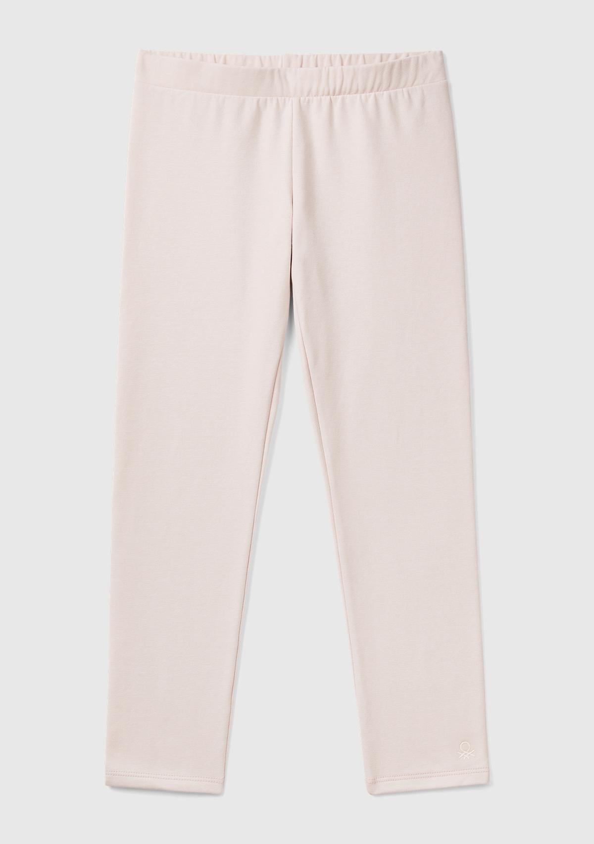  Kız Çocuk Toz Pembe Benetton Logo Detaylı Tayt