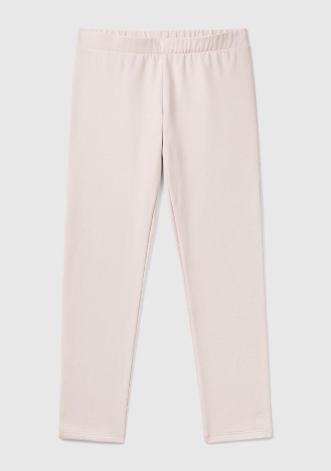  Kız Çocuk Toz Pembe Benetton Logo Detaylı Tayt