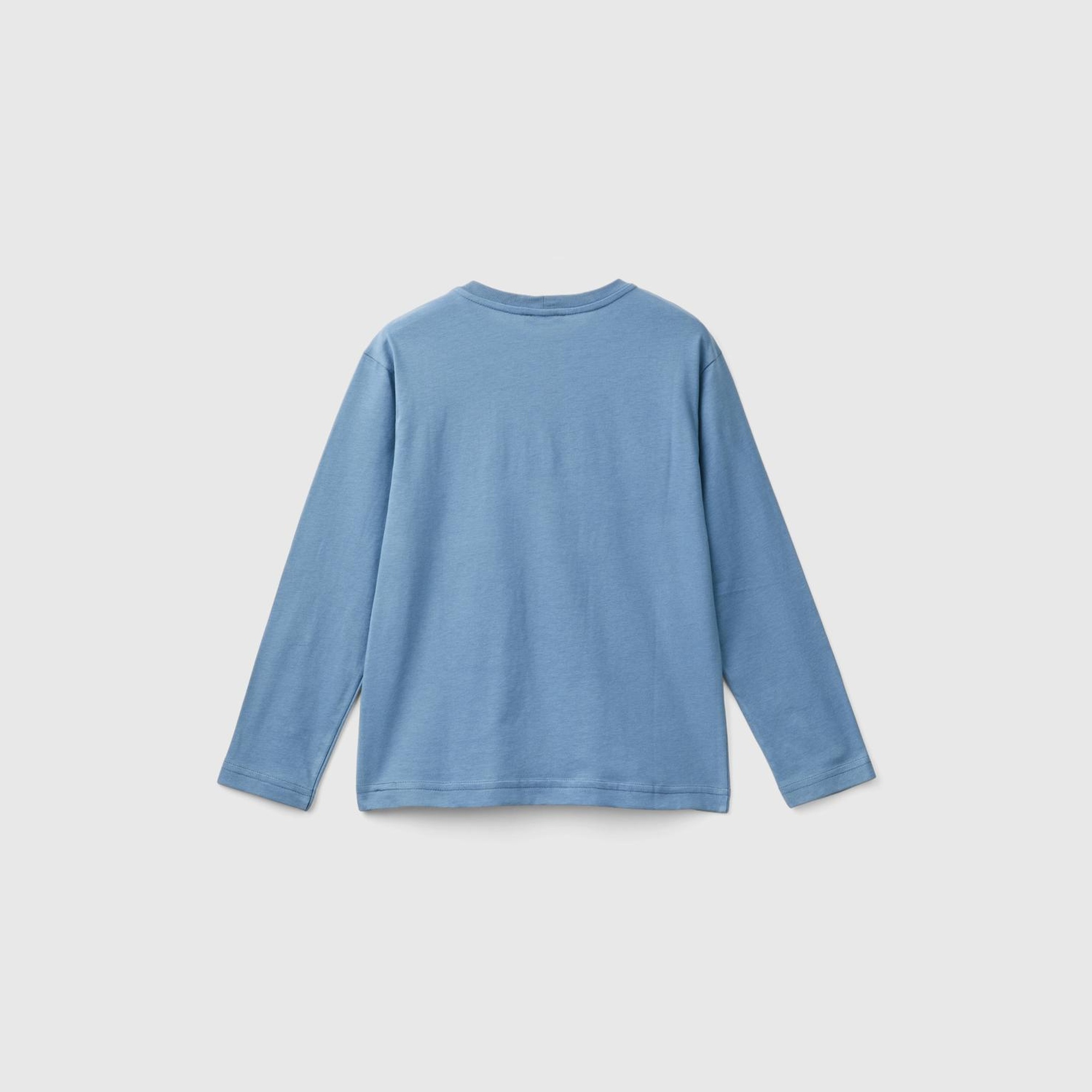 Erkek Çocuk Havacı Mavi Önü Çok Renkli Logo Baskılı Uzun Kollu T-Shirt