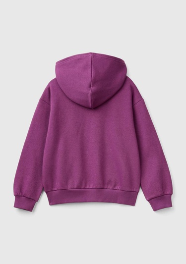  Kız Çocuk Mor Pamuk Karışımlı Payet Logolu Kapşonlu Sweatshirt