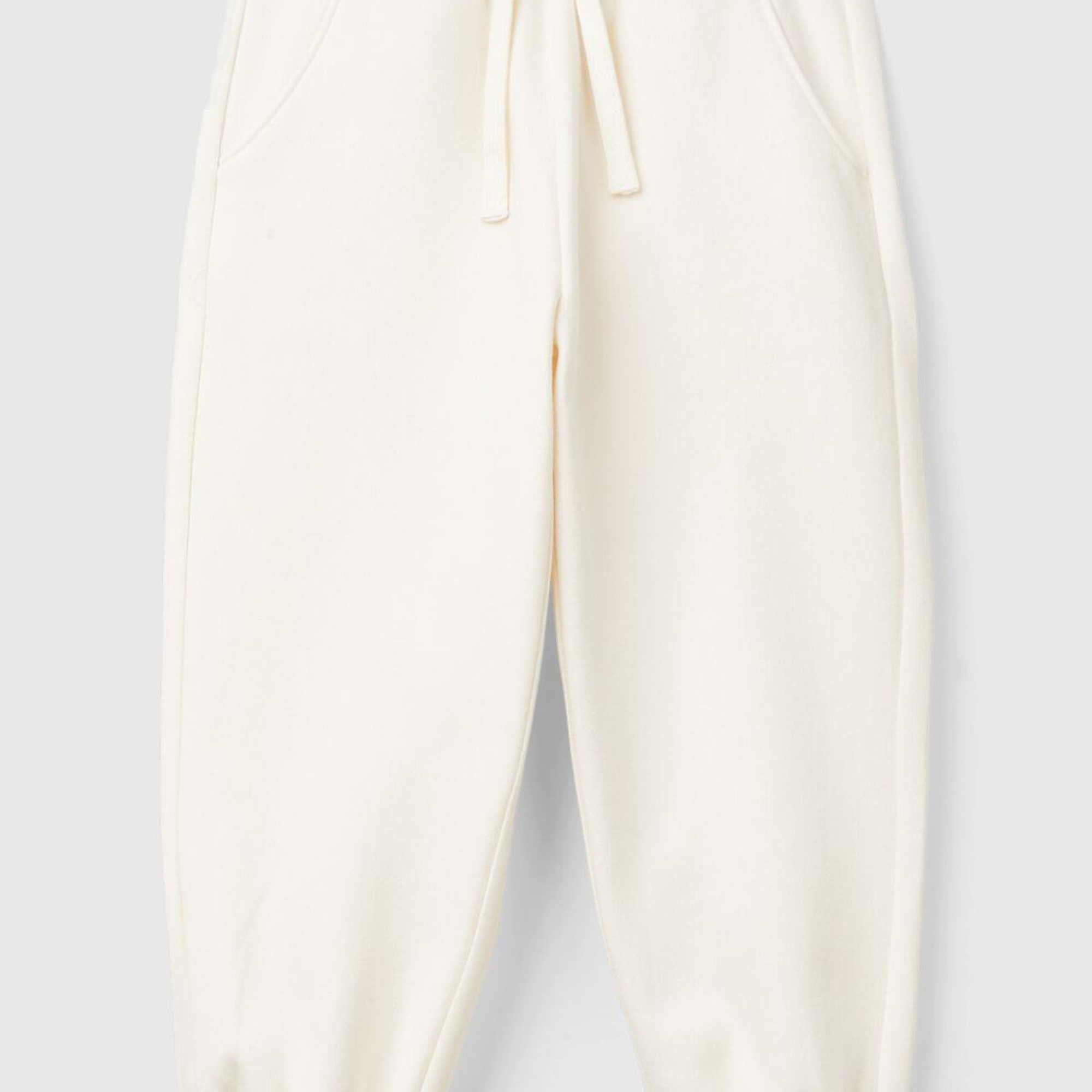 Kız Çocuk Ekru Arkası Logo Detaylı Beli Paçası Lastikli Büzgü İpli Eşofman Altı