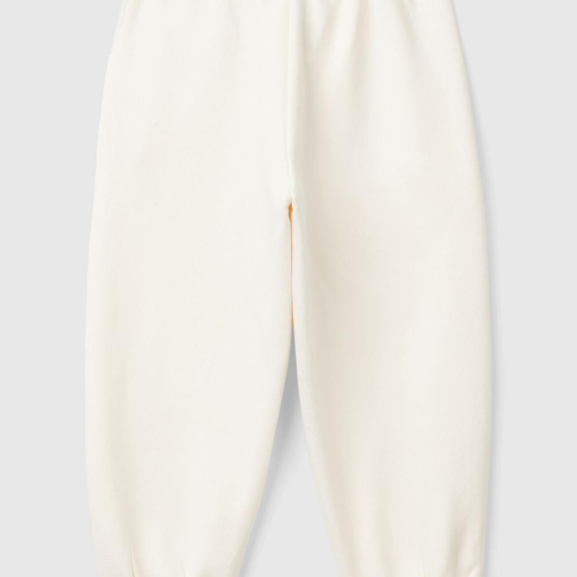 Kız Çocuk Ekru Arkası Logo Detaylı Beli Paçası Lastikli Büzgü İpli Eşofman Altı