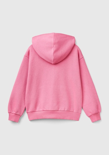  Kız Çocuk Pembe Pamuk Karışımlı Payet Logolu Kapşonlu Sweatshirt