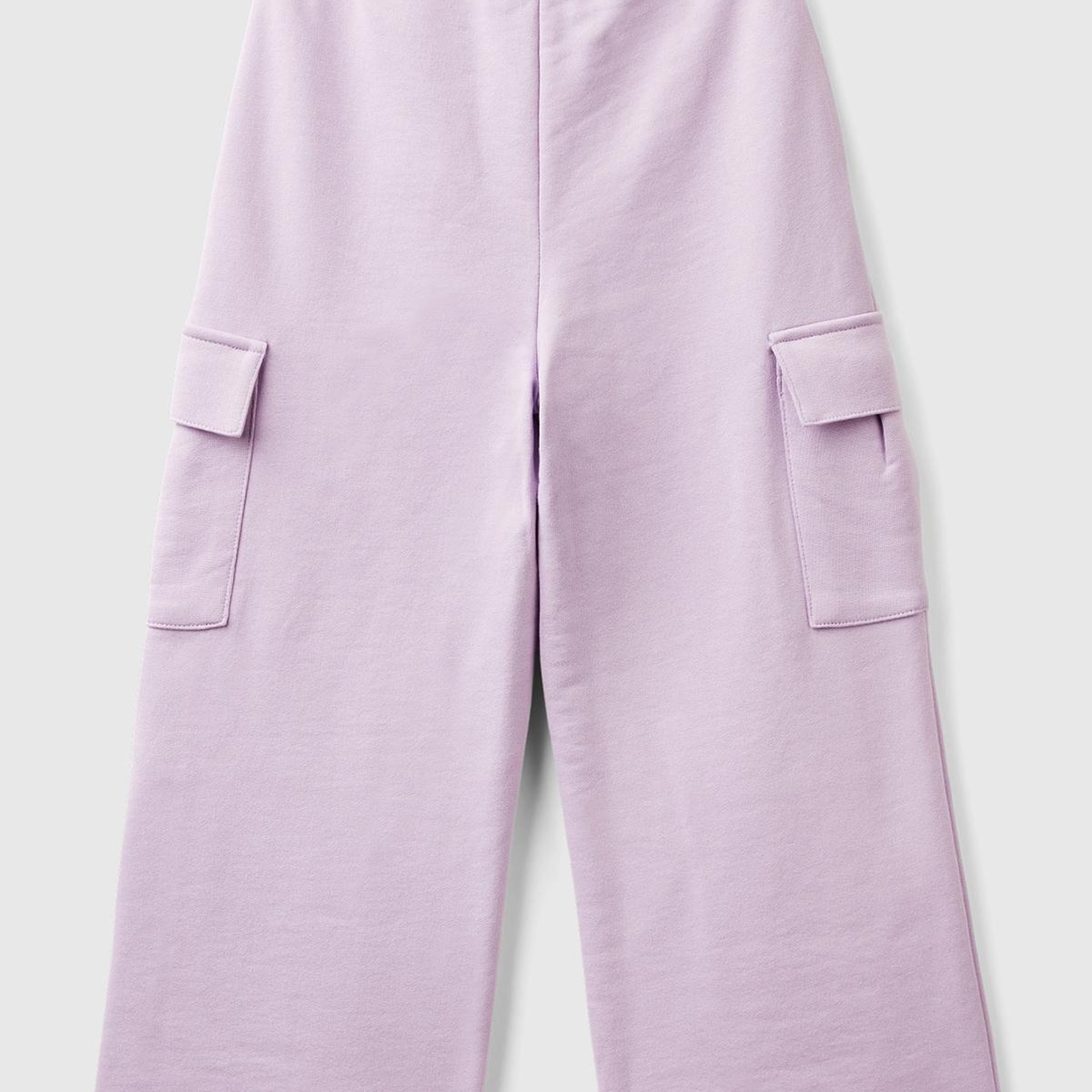 Kız Çocuk Lila Yanları Cep Detaylı Geniş Paça Muflon Eşofman Altı