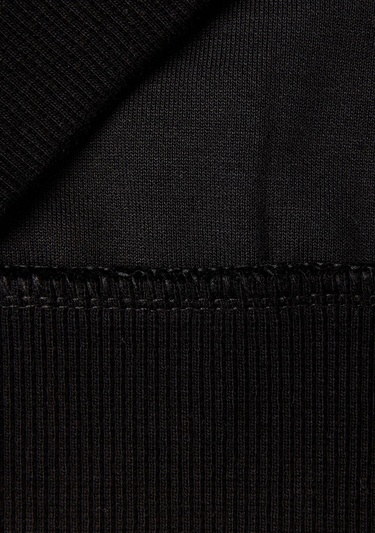  Erkek Çocuk Siyah Önü Arkası Baskılı Kolları Şerit Detaylı Fermuarlı Sweatshirt