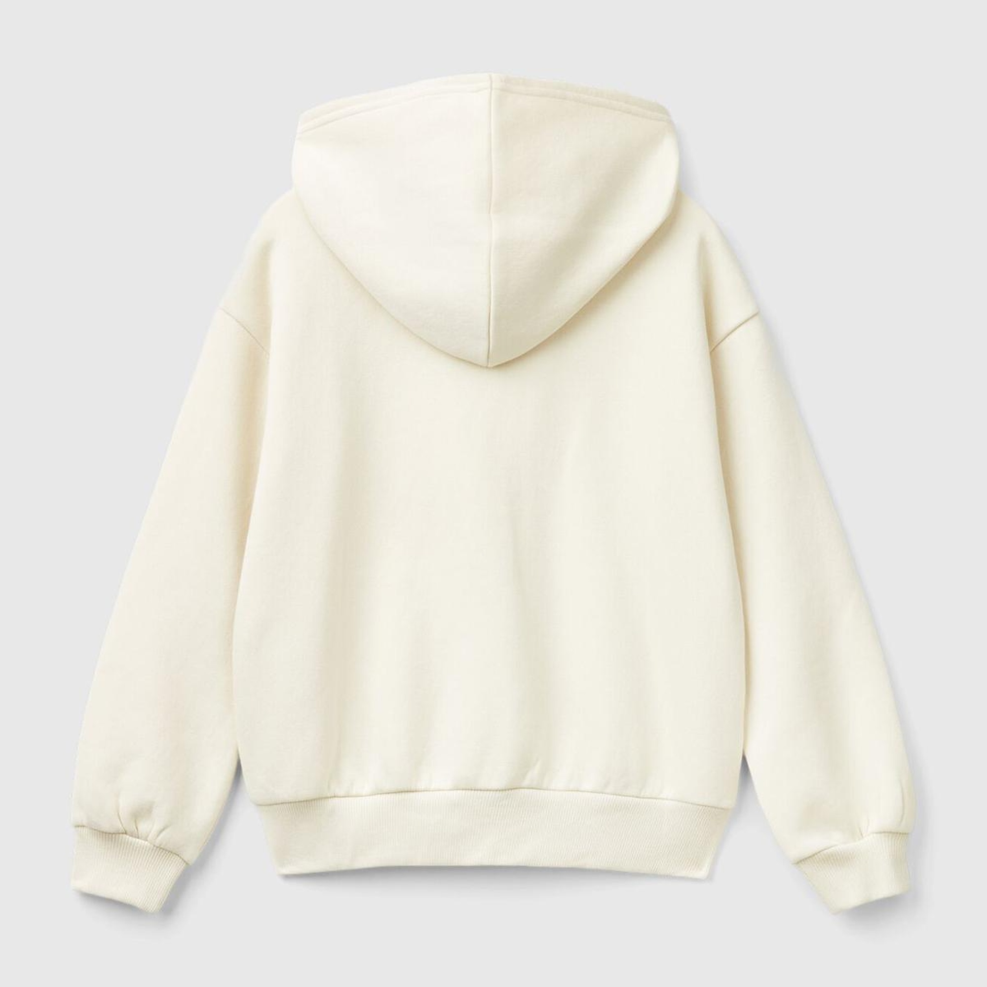 Kız Çocuk Ekru Pamuk Karışımlı Payet Logolu Kapşonlu Sweatshirt