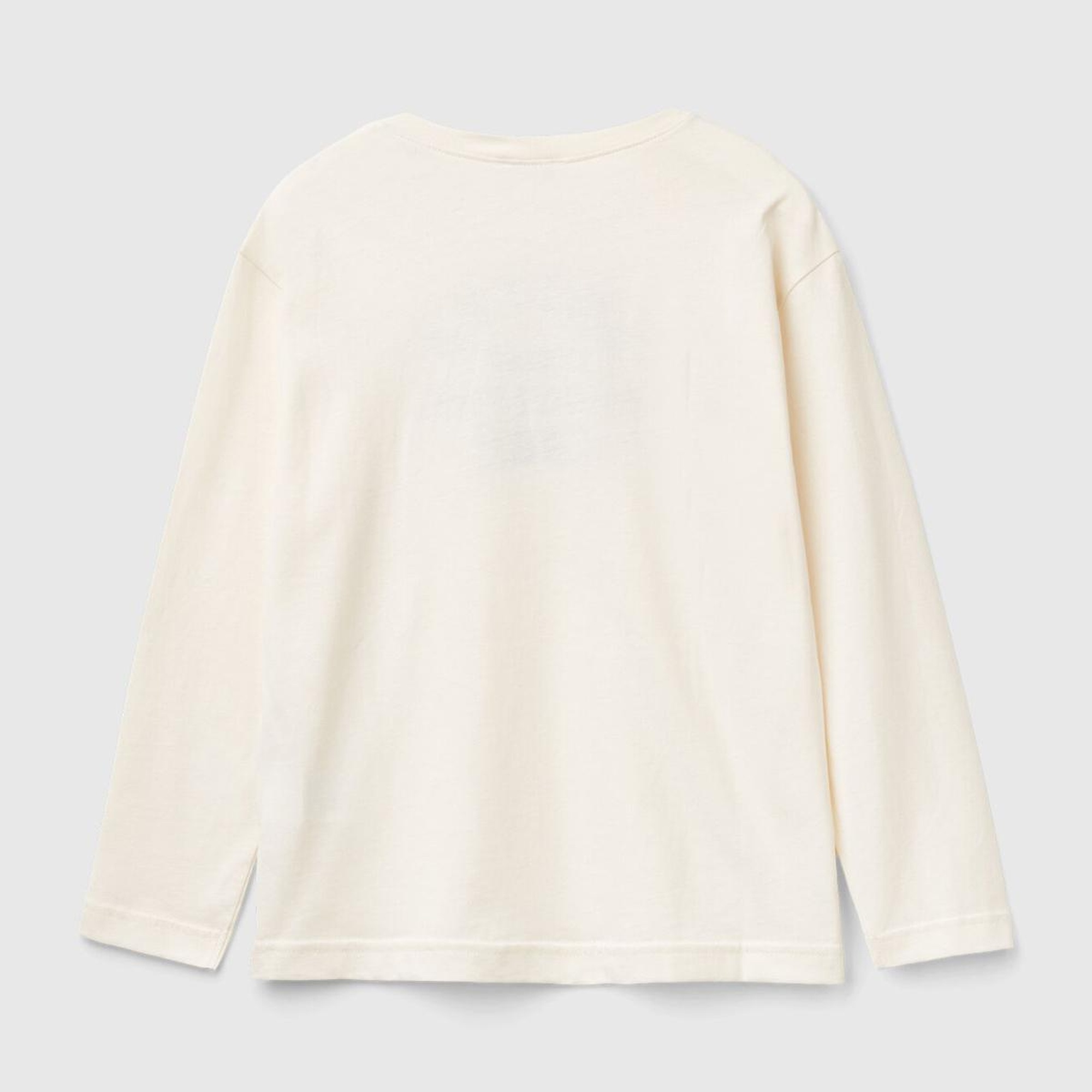 Erkek Çocuk Ekru Önü Logo İşlemeli Uzun Kollu T-Shirt