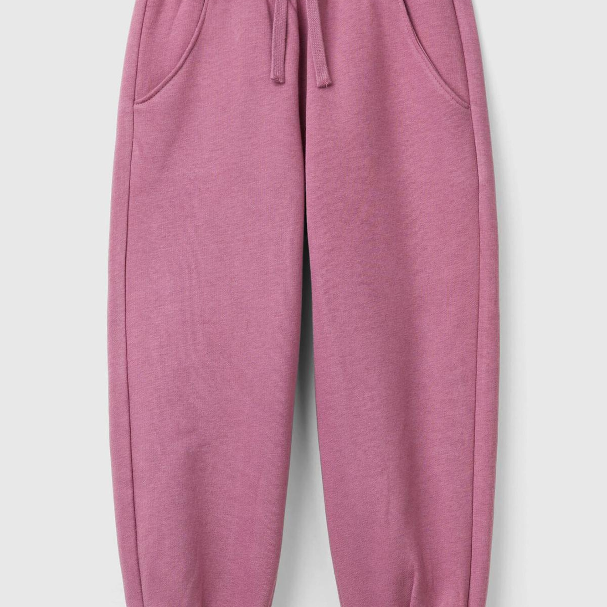 Kız Çocuk Gül Kurusu Arkası Logo Detaylı Beli Paçası Lastikli Büzgü İpli Eşofman Altı