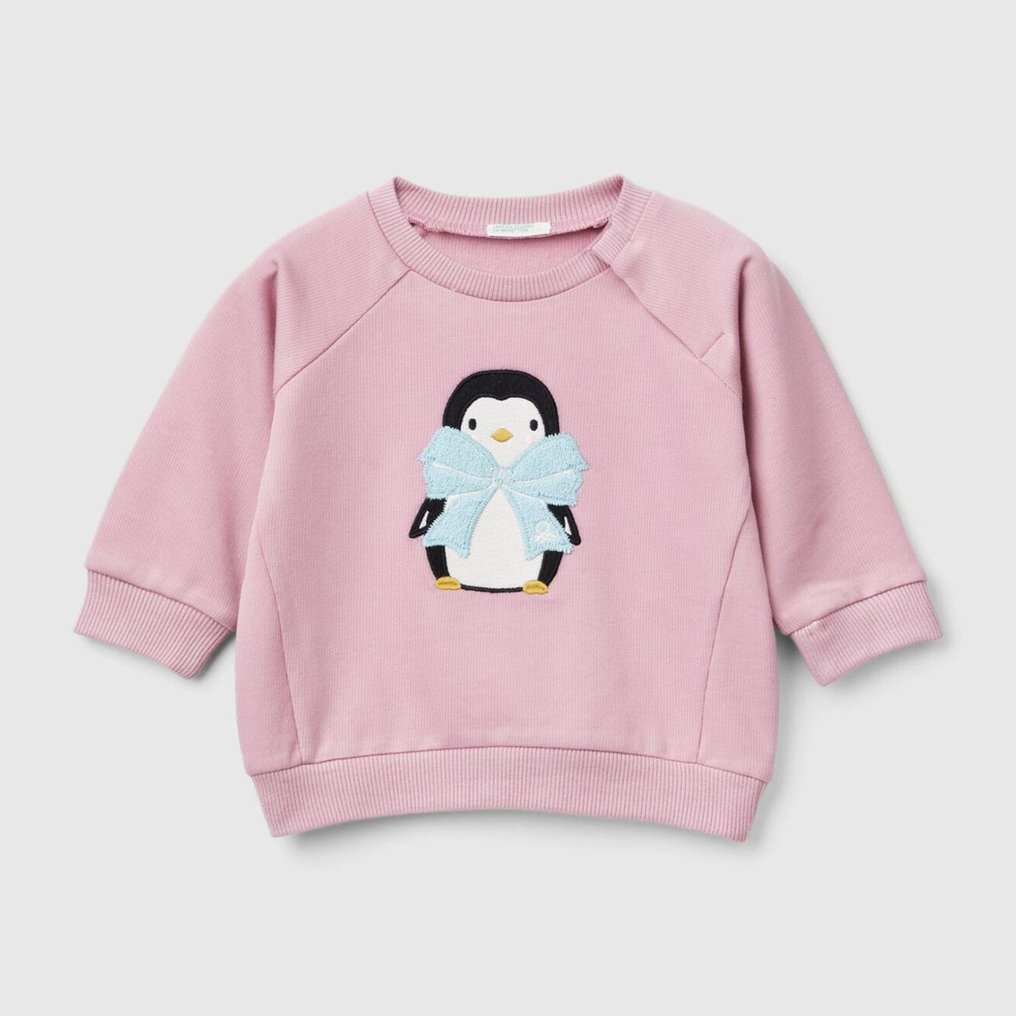 Bebek Gül Kurusu Önü Hayvan Motifli Bisiklet Yaka Reglan Kol Sweatshirt