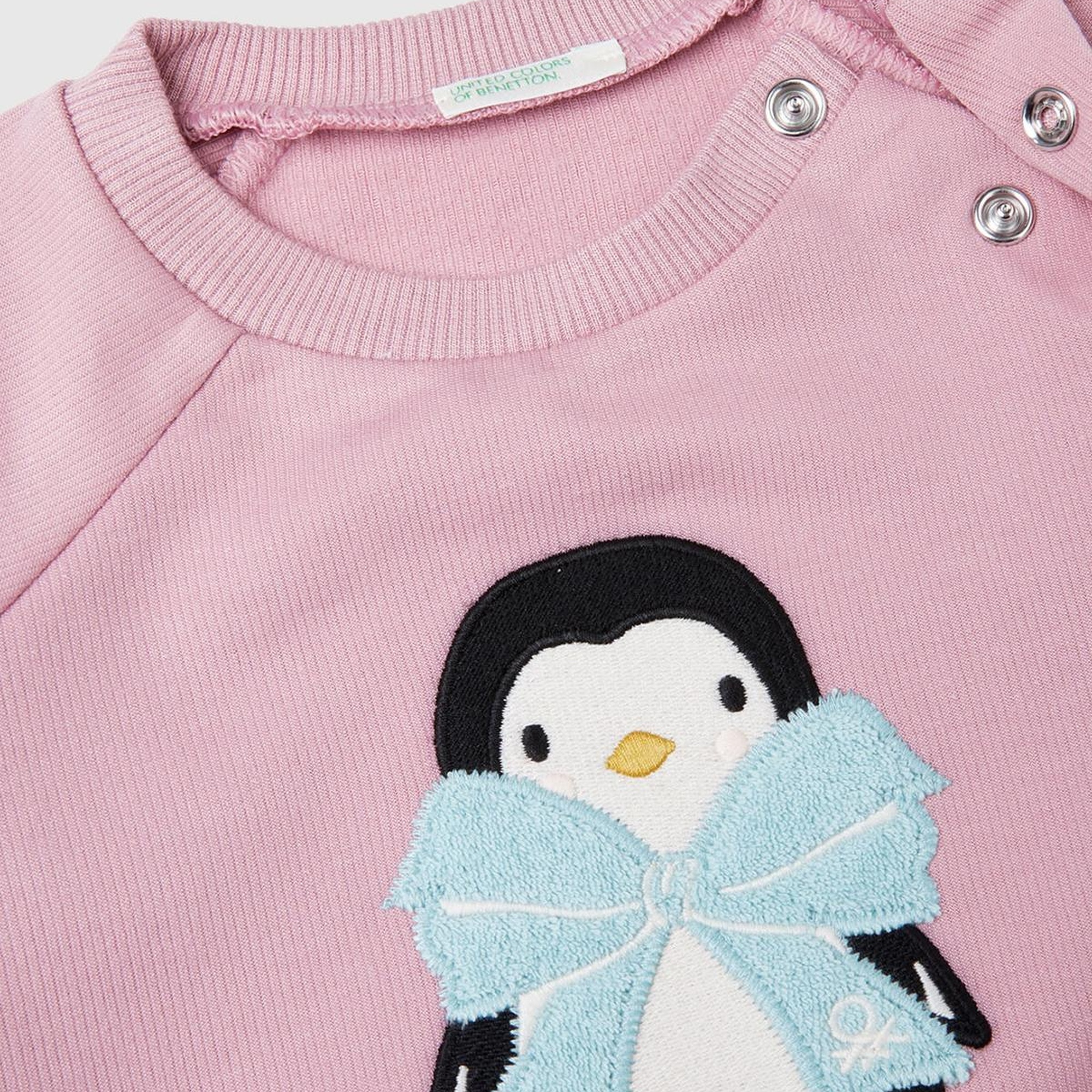 Bebek Gül Kurusu Önü Hayvan Motifli Bisiklet Yaka Reglan Kol Sweatshirt