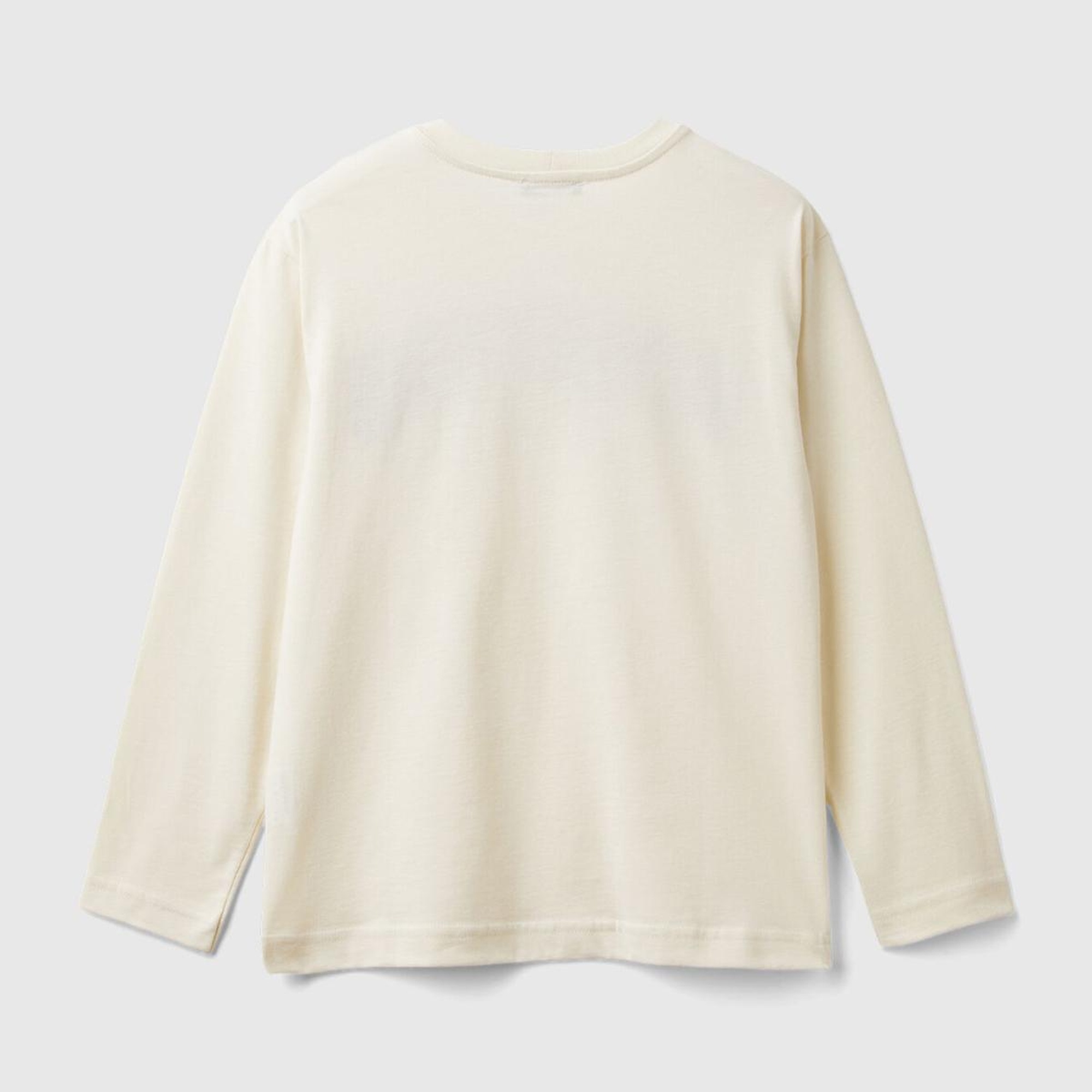 Erkek Çocuk Ekru Önü Çok Renkli Logo Baskılı Uzun Kollu T-Shirt