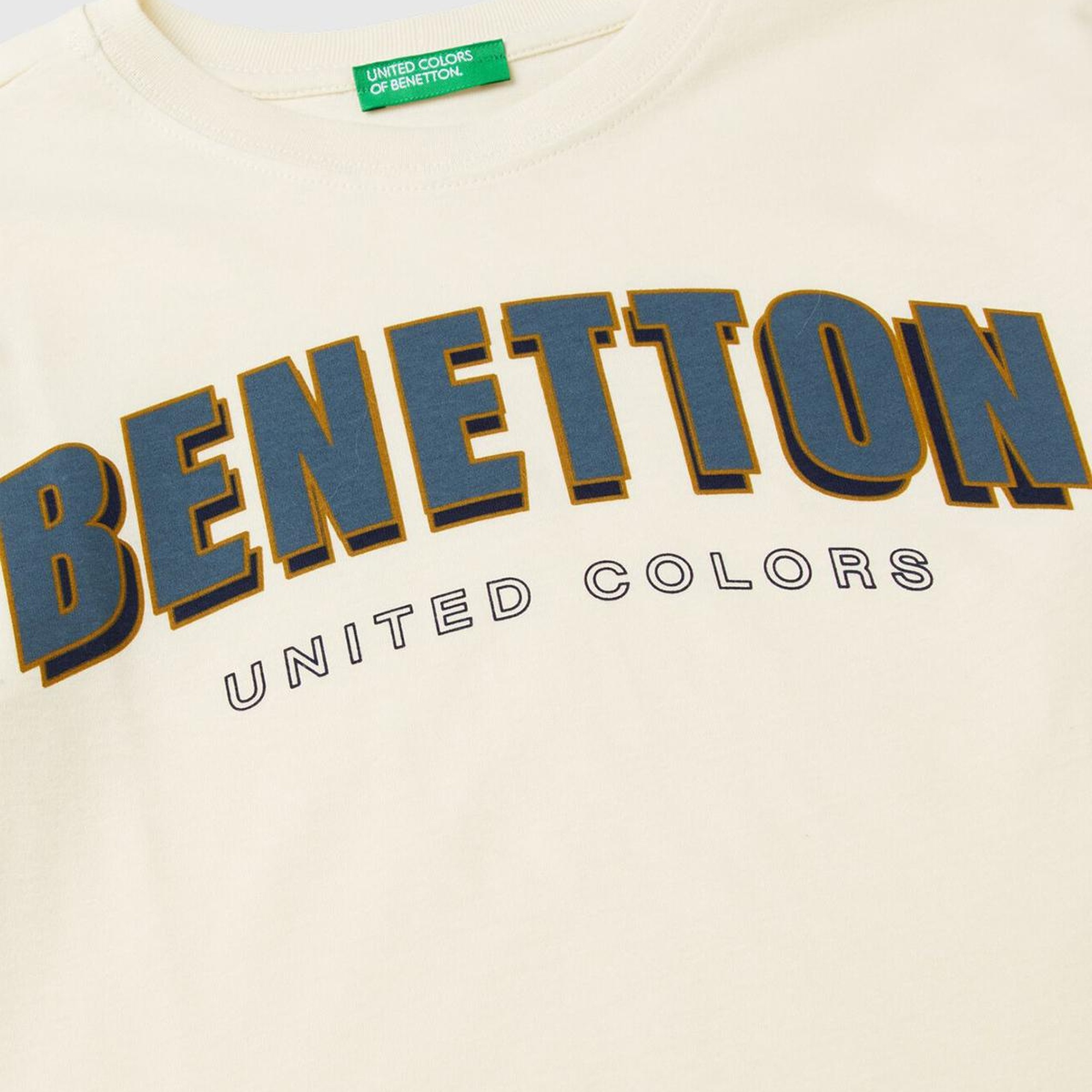 Erkek Çocuk Ekru Önü Çok Renkli Logo Baskılı Uzun Kollu T-Shirt