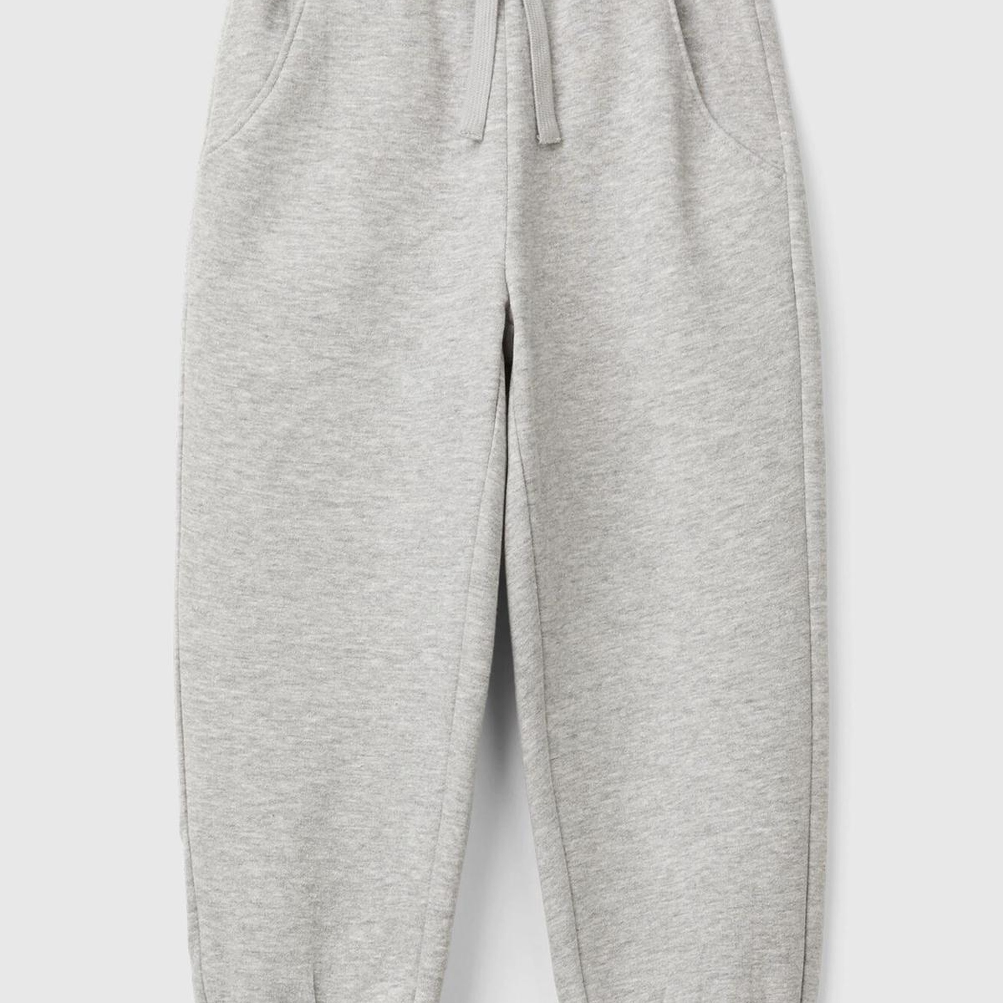 Kız Çocuk Gri Melanj Arkası Logo Detaylı Beli Paçası Lastikli Büzgü İpli Eşofman Altı