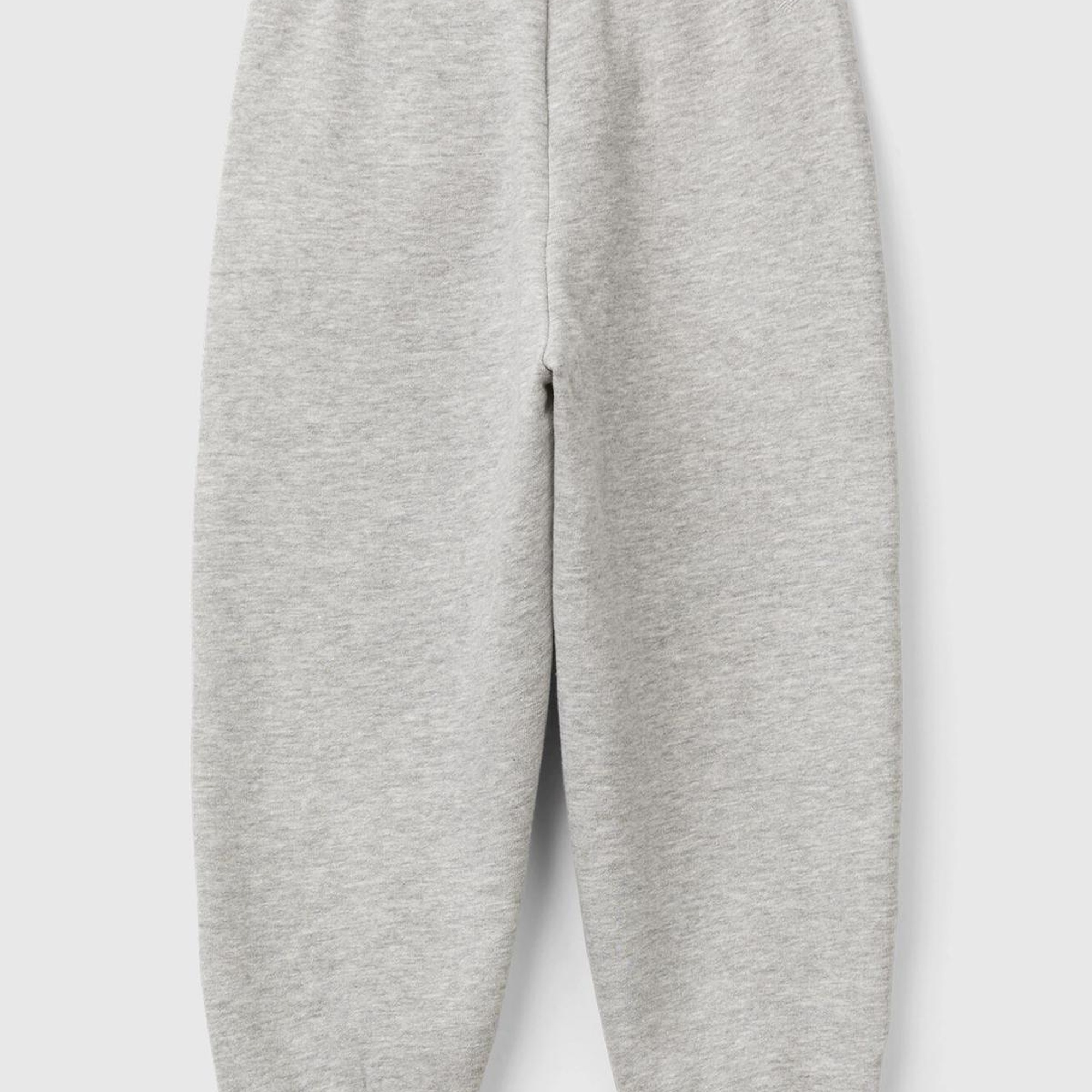 Kız Çocuk Gri Melanj Arkası Logo Detaylı Beli Paçası Lastikli Büzgü İpli Eşofman Altı