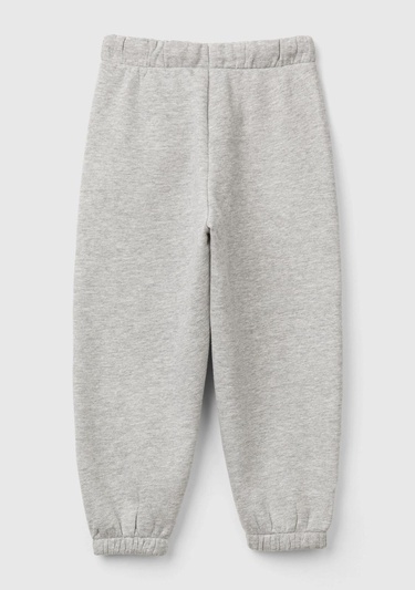  Kız Çocuk Gri Melanj Arkası Logo Detaylı Beli Paçası Lastikli Büzgü İpli Eşofman Altı